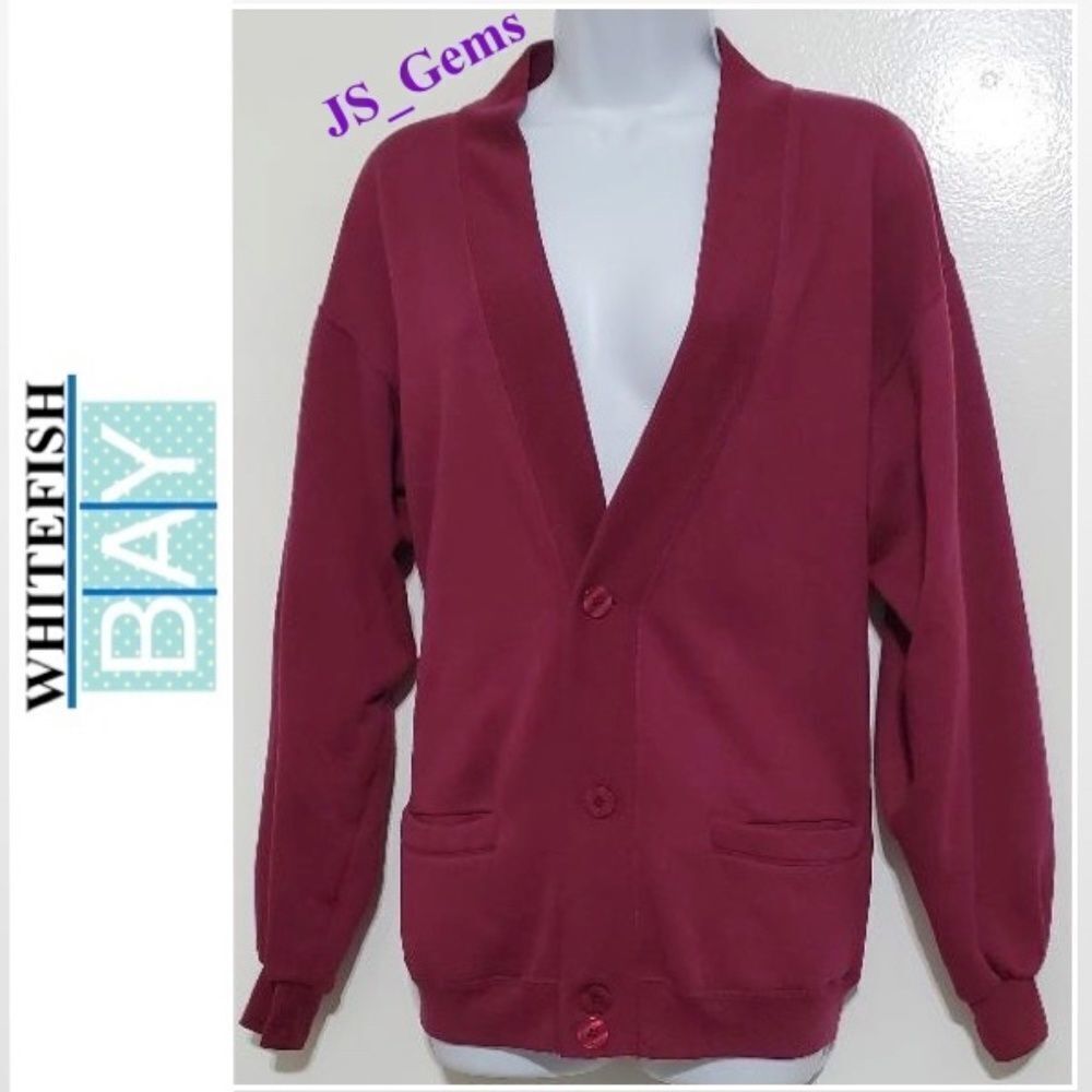 Medium Maroon Red Cardigan Sweater